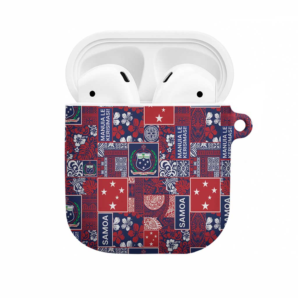 Red Samoa Manuia Le Kerisimasi AirPods Case Pacific Patchwork Xmas Vibes - Polynesian Pride