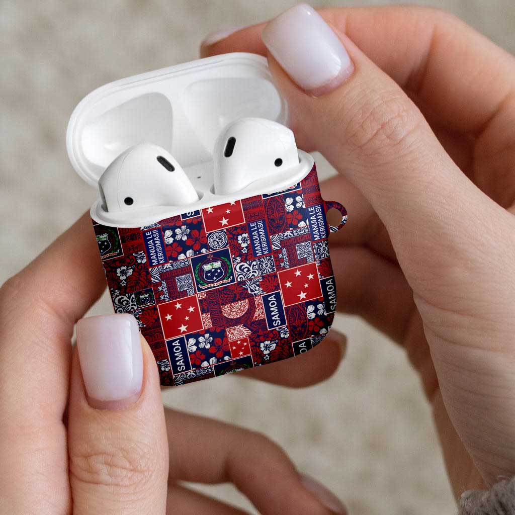 Red Samoa Manuia Le Kerisimasi AirPods Case Pacific Patchwork Xmas Vibes LT9 - Polynesian Pride