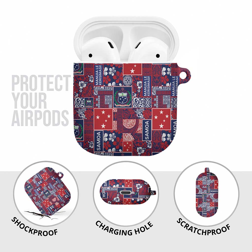 Red Samoa Manuia Le Kerisimasi AirPods Case Pacific Patchwork Xmas Vibes LT9 - Polynesian Pride