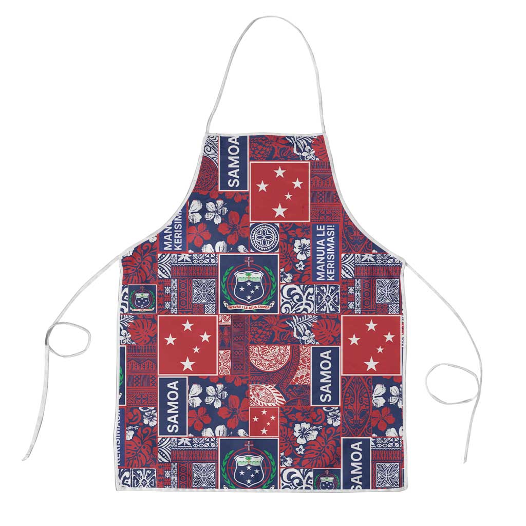 Red Samoa Manuia Le Kerisimasi Apron Pacific Patchwork Xmas Vibes LT9 Red - Polynesian Pride