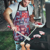 Red Samoa Manuia Le Kerisimasi Apron Pacific Patchwork Xmas Vibes LT9 - Polynesian Pride
