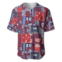Red Samoa Manuia Le Kerisimasi Baseball Jersey Pacific Patchwork Xmas Vibes - Polynesian Pride