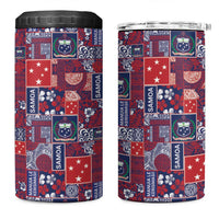 Red Samoa Manuia Le Kerisimasi 4 in 1 Can Cooler Tumbler Pacific Patchwork Xmas Vibes - Polynesian Pride