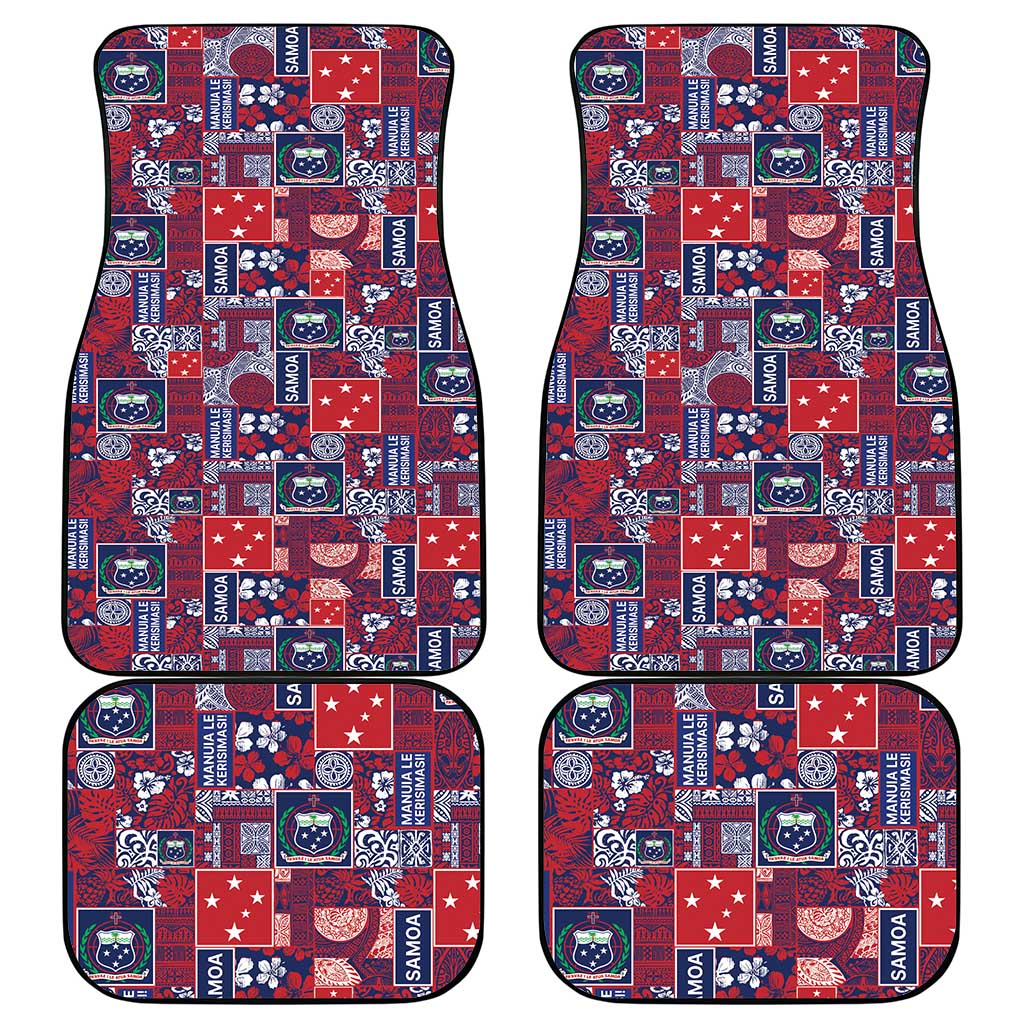 Red Samoa Manuia Le Kerisimasi Car Mats Pacific Patchwork Xmas Vibes LT9 - Polynesian Pride