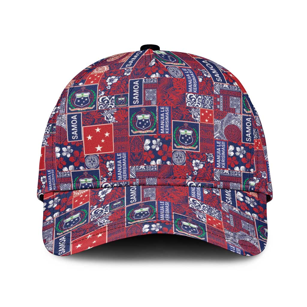Red Samoa Manuia Le Kerisimasi Classic Cap Pacific Patchwork Xmas Vibes - Polynesian Pride