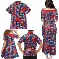 Red Samoa Manuia Le Kerisimasi Family Matching Puletasi and Hawaiian Shirt Pacific Patchwork Xmas Vibes - Polynesian Pride