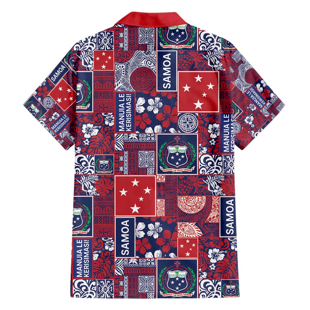 Red Samoa Manuia Le Kerisimasi Family Matching Summer Maxi Dress and Hawaiian Shirt Pacific Patchwork Xmas Vibes - Polynesian Pride