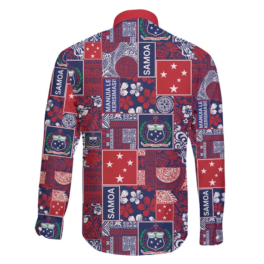 Red Samoa Manuia Le Kerisimasi Family Matching Tank Maxi Dress and Hawaiian Shirt Pacific Patchwork Xmas Vibes - Polynesian Pride