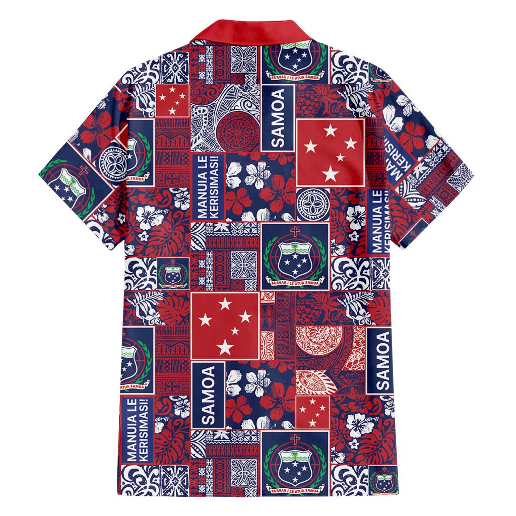 Red Samoa Manuia Le Kerisimasi Hawaiian Shirt Pacific Patchwork Xmas Vibes LT9 - Polynesian Pride