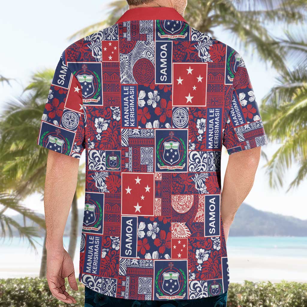 Red Samoa Manuia Le Kerisimasi Hawaiian Shirt Pacific Patchwork Xmas Vibes LT9 - Polynesian Pride
