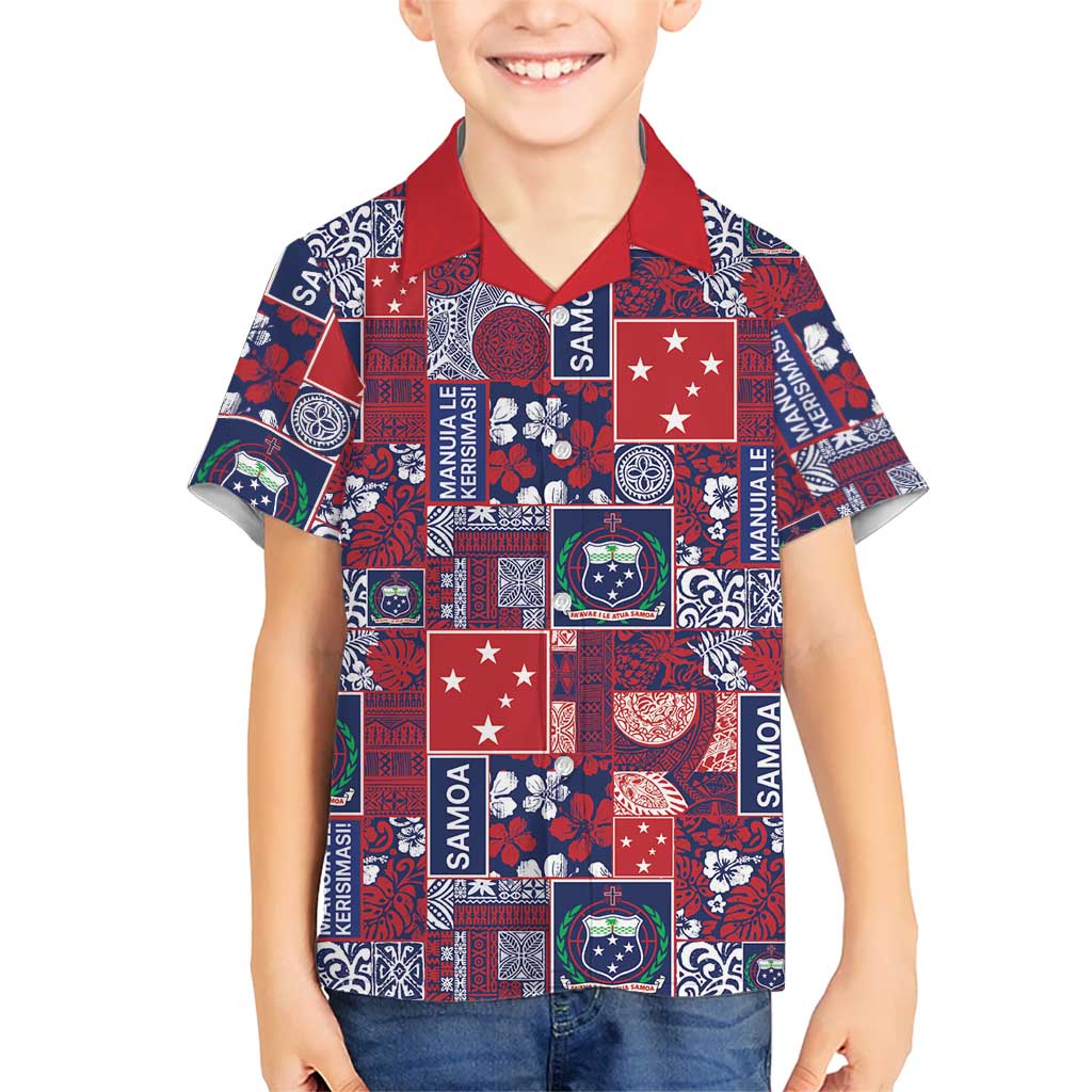 Red Samoa Manuia Le Kerisimasi Hawaiian Shirt Pacific Patchwork Xmas Vibes LT9 - Polynesian Pride