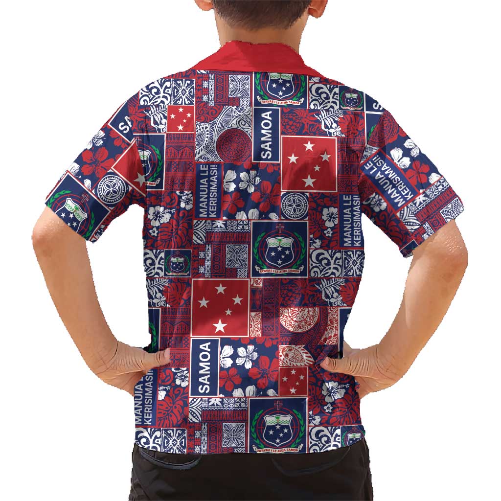 Red Samoa Manuia Le Kerisimasi Hawaiian Shirt Pacific Patchwork Xmas Vibes LT9 - Polynesian Pride