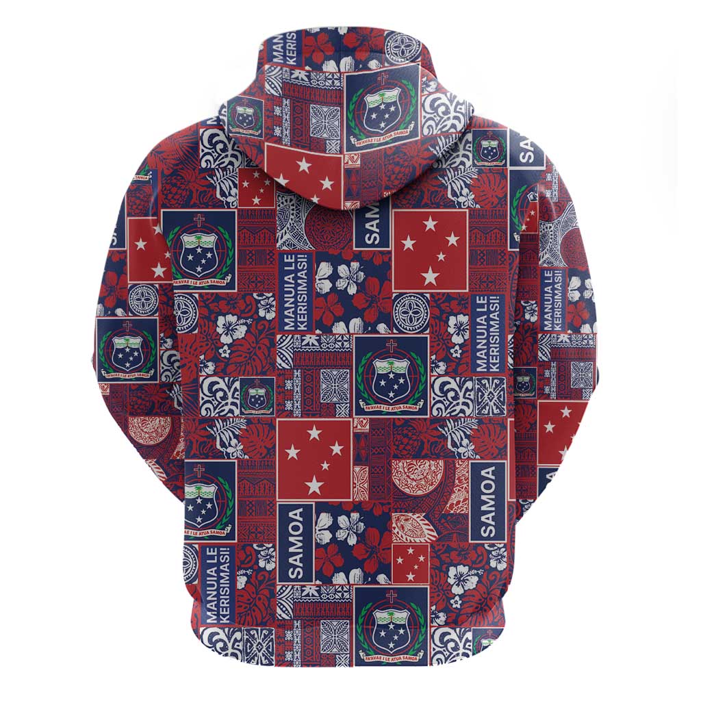 Red Samoa Manuia Le Kerisimasi Hoodie Pacific Patchwork Xmas Vibes LT9 - Polynesian Pride