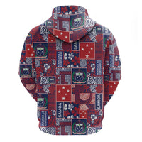 Red Samoa Manuia Le Kerisimasi Hoodie Pacific Patchwork Xmas Vibes LT9 - Polynesian Pride