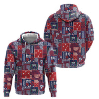 Red Samoa Manuia Le Kerisimasi Hoodie Pacific Patchwork Xmas Vibes LT9 - Polynesian Pride