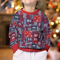 Red Samoa Manuia Le Kerisimasi Kid Ugly Christmas Sweater Pacific Patchwork Xmas Vibes LT9 - Polynesian Pride