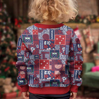 Red Samoa Manuia Le Kerisimasi Kid Ugly Christmas Sweater Pacific Patchwork Xmas Vibes LT9 - Polynesian Pride
