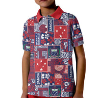 Red Samoa Manuia Le Kerisimasi Kid Polo Shirt Pacific Patchwork Xmas Vibes LT9 Kid Red - Polynesian Pride