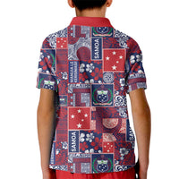 Red Samoa Manuia Le Kerisimasi Kid Polo Shirt Pacific Patchwork Xmas Vibes LT9 - Polynesian Pride
