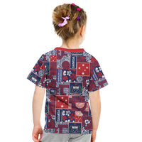 Red Samoa Manuia Le Kerisimasi Kid T Shirt Pacific Patchwork Xmas Vibes - Polynesian Pride