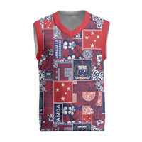 Red Samoa Manuia Le Kerisimasi Christmas Knitted V-Neck Vest Pacific Patchwork Xmas Vibes LT9 Red - Polynesian Pride