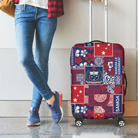 Red Samoa Manuia Le Kerisimasi Luggage Cover Pacific Patchwork Xmas Vibes - Polynesian Pride