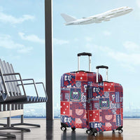 Red Samoa Manuia Le Kerisimasi Luggage Cover Pacific Patchwork Xmas Vibes - Polynesian Pride