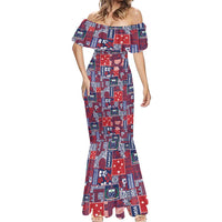 Red Samoa Manuia Le Kerisimasi Mermaid Dress Pacific Patchwork Xmas Vibes - Polynesian Pride