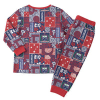 Red Samoa Manuia Le Kerisimasi Christmas Pajama Set Pacific Patchwork Xmas Vibes LT9 - Polynesian Pride