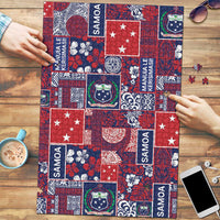 Red Samoa Manuia Le Kerisimasi Puzzle Pacific Patchwork Xmas Vibes LT9 Red - Polynesian Pride