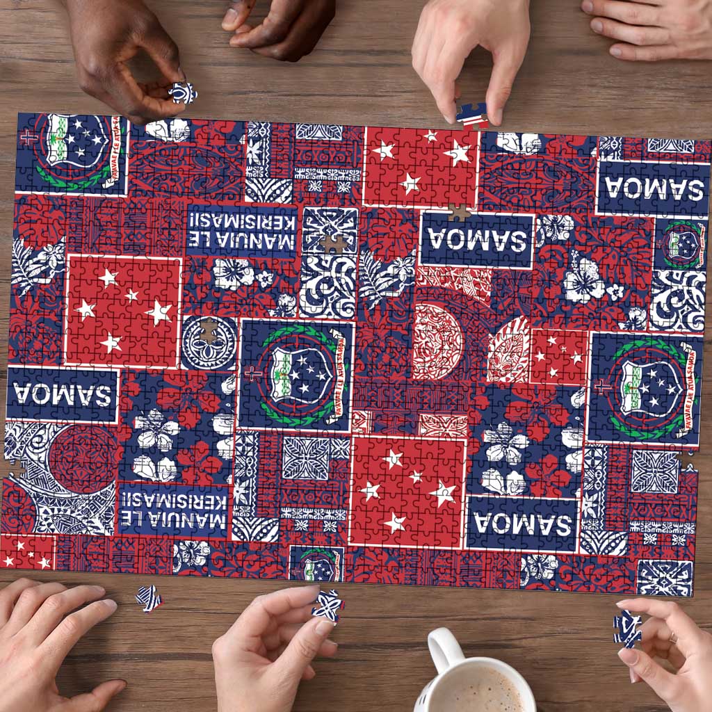 Red Samoa Manuia Le Kerisimasi Puzzle Pacific Patchwork Xmas Vibes LT9 - Polynesian Pride
