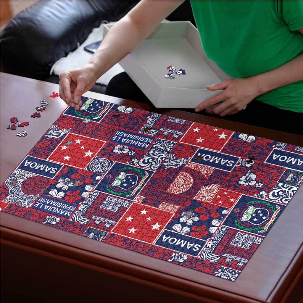 Red Samoa Manuia Le Kerisimasi Puzzle Pacific Patchwork Xmas Vibes LT9 - Polynesian Pride
