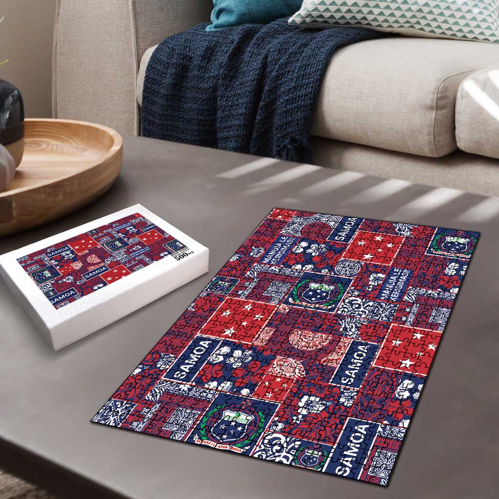 Red Samoa Manuia Le Kerisimasi Puzzle Pacific Patchwork Xmas Vibes LT9 - Polynesian Pride
