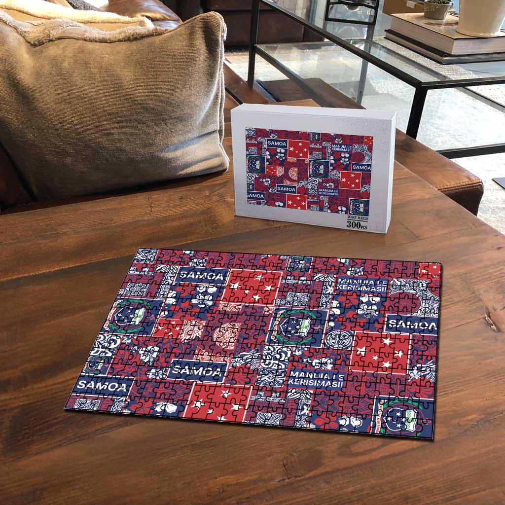 Red Samoa Manuia Le Kerisimasi Puzzle Pacific Patchwork Xmas Vibes LT9 - Polynesian Pride
