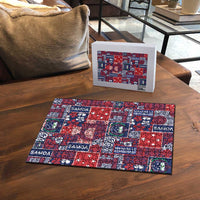 Red Samoa Manuia Le Kerisimasi Puzzle Pacific Patchwork Xmas Vibes LT9 - Polynesian Pride