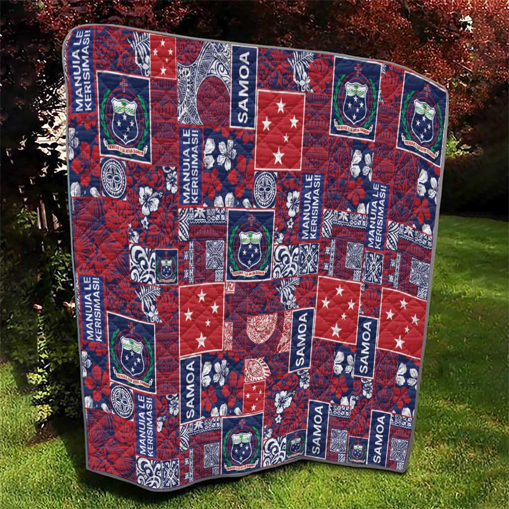 Red Samoa Manuia Le Kerisimasi Quilt Pacific Patchwork Xmas Vibes - Polynesian Pride
