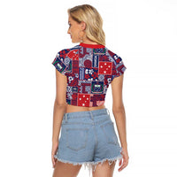 Red Samoa Manuia Le Kerisimasi Raglan Cropped T Shirt Pacific Patchwork Xmas Vibes LT9 - Polynesian Pride