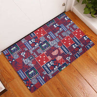 Red Samoa Manuia Le Kerisimasi Rubber Doormat Pacific Patchwork Xmas Vibes LT9 - Polynesian Pride