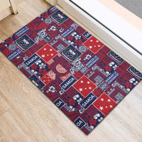 Red Samoa Manuia Le Kerisimasi Rubber Doormat Pacific Patchwork Xmas Vibes LT9 - Polynesian Pride