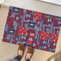 Red Samoa Manuia Le Kerisimasi Rubber Doormat Pacific Patchwork Xmas Vibes LT9 - Polynesian Pride