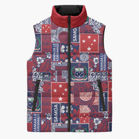 Red Samoa Manuia Le Kerisimasi Sleeveless Puffer Jacket Pacific Patchwork Xmas Vibes LT9 Unisex Red - Polynesian Pride