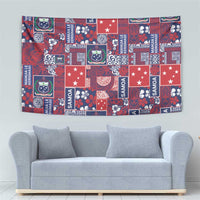 Red Samoa Manuia Le Kerisimasi Tapestry Pacific Patchwork Xmas Vibes - Polynesian Pride