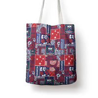Red Samoa Manuia Le Kerisimasi Tote Bag Pacific Patchwork Xmas Vibes - Polynesian Pride