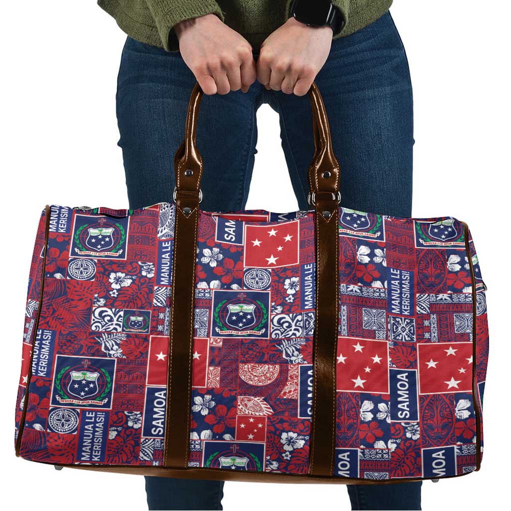 Red Samoa Manuia Le Kerisimasi Travel Bag Pacific Patchwork Xmas Vibes LT9 Red - Polynesian Pride