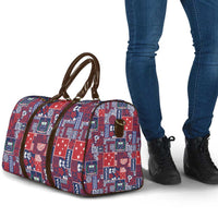 Red Samoa Manuia Le Kerisimasi Travel Bag Pacific Patchwork Xmas Vibes LT9 - Polynesian Pride