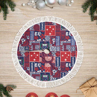 Red Samoa Manuia Le Kerisimasi Tree Skirt Pacific Patchwork Xmas Vibes LT9 Fringed Red - Polynesian Pride