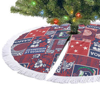 Red Samoa Manuia Le Kerisimasi Tree Skirt Pacific Patchwork Xmas Vibes LT9 - Polynesian Pride