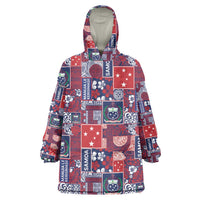 Red Samoa Manuia Le Kerisimasi Wearable Blanket Hoodie Pacific Patchwork Xmas Vibes LT9 One Size Red - Polynesian Pride