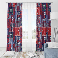 Red Samoa Manuia Le Kerisimasi Window Curtain Pacific Patchwork Xmas Vibes - Polynesian Pride