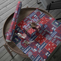 Red Samoa Manuia Le Kerisimasi Wrapping Paper Pacific Patchwork Xmas Vibes LT9 - Polynesian Pride